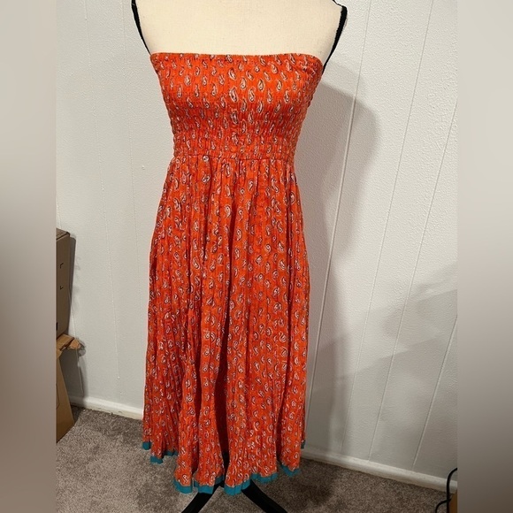 Evergreen smocked strapless boho coverup versatile dress - Picture 1 of 6